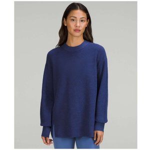 Lululemon Merino Wool-Blend Ribbed Crewneck Sweater / Size 4 / Heathered Psychic